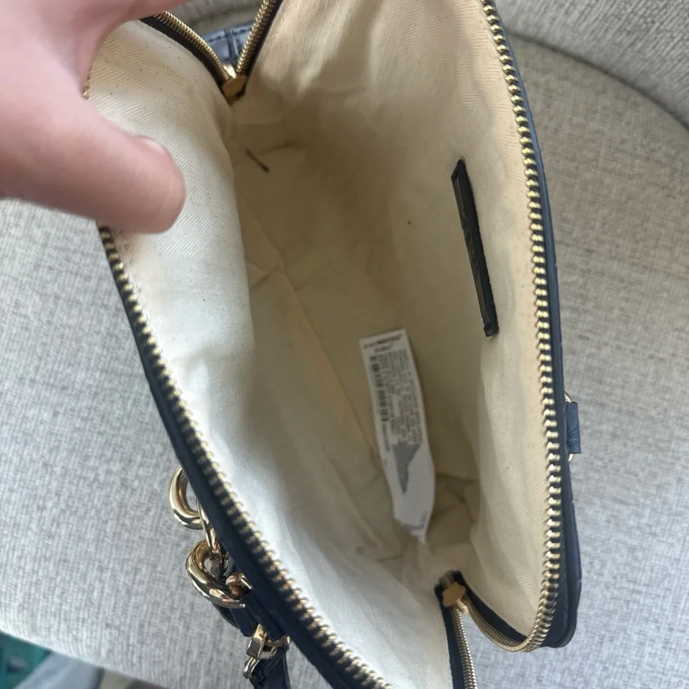Zara Blue Croc-Embossed Bag with Gold Chain Detail